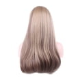 thumbnail image 3 of Qarigey Pelucas sintéticas para mujeres y niñas con flequillo, mezcla de colores rubios, peluca de pelo largo y recto, resistente a la fibra Cuidado del cabello, 3 of 5