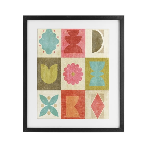 Stupell Industries Modern Happy Dance Geometrics Black Framed Print Under Glass, 13 x 16, by Suzanne Nicoll
