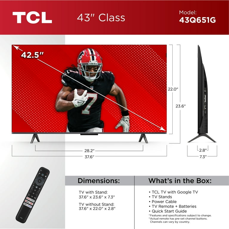 TCL 43” Class Q6 QLED 4K UHD HDR Smart Google TV (NEW 2024