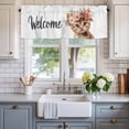 thumbnail image 2 of Flowers Wreath Cat Window Valance Curtain Welcome Spring Rod Pocket Short Curtain for Living Room, Bedroom & Kitchen Window Decor 42x18in, 2 of 8