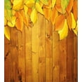 thumbnail image 3 of Fall Duvet Cover Set, Colorful Vivid Seasonal Leaves on the Wooden Planks Natural Design Rustic, Decorative 3 Piece Bedding Set with 2 Pillow Shams, King Size, Yellow Orange Green, by Ambesonne, 3 of 3
