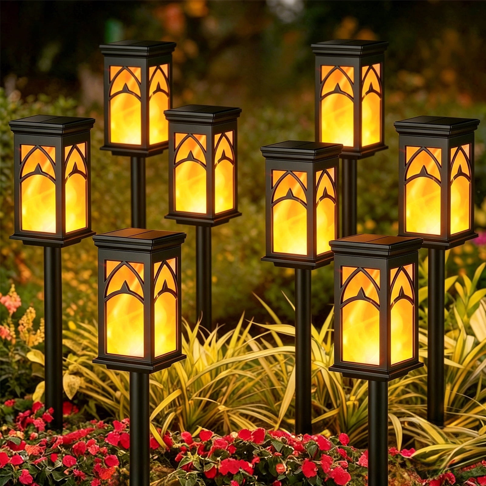 Solar Pathway Lights Outdoor, 8 Pack Solar Powered Garden Lights, Waterproof IP65, Auto On/Off Outdoor Light for Outside Lawn Patio Walkway Driveway Decor Landscape Lighting
