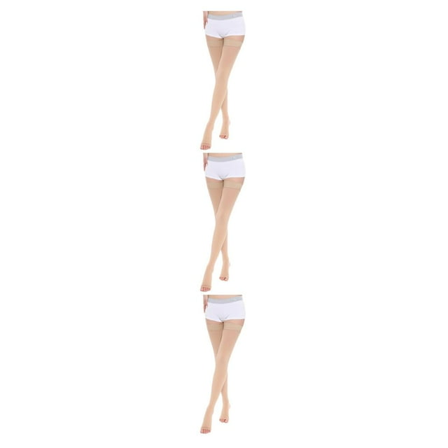 Wweixi Comfortable And Soft Compression Stockings Stay Active Stay Comfortable Open Toe-Skin Color S 3Set