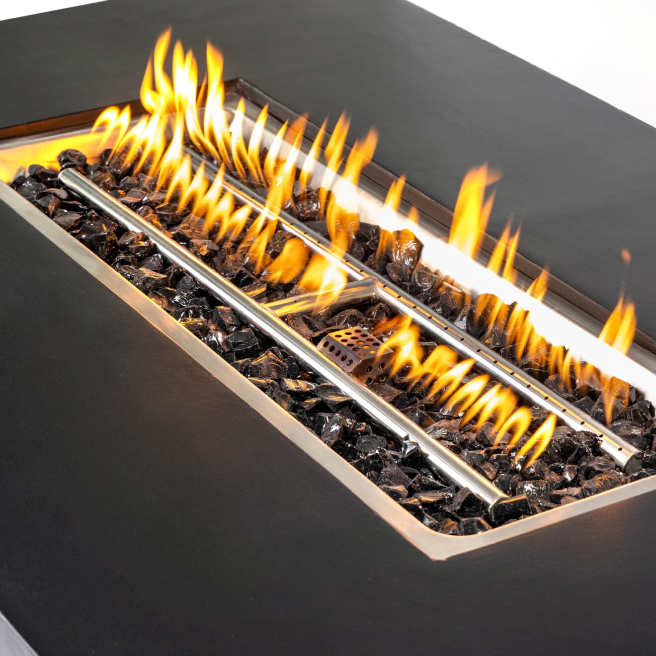 48" Propane Fire Pit Table, 50,000BTU Natural Gas Firepit Table with Lava Rock and Cover, Rectangule Concrete Fire Table with Adjustable Flame for Outside Patio, Charcoal