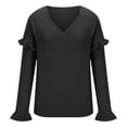 thumbnail image 5 of Lovskoo 2024 Sweaters for Women Trendy Casual Long Sleeve V-Neck Solid Acrylic Blouse Sweater Black, 5 of 6