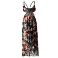 thumbnail image 2 of Vestido maxi de fiesta en la playa con correa de espagueti floral dividido para mujer L Naranja Negro L Hugo vestido largo, 2 of 10