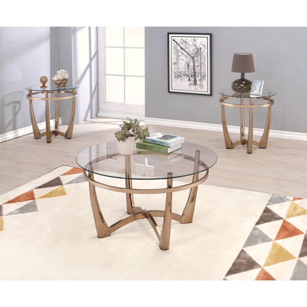 Orlando II Coffee Table Champagne & Clear Glass