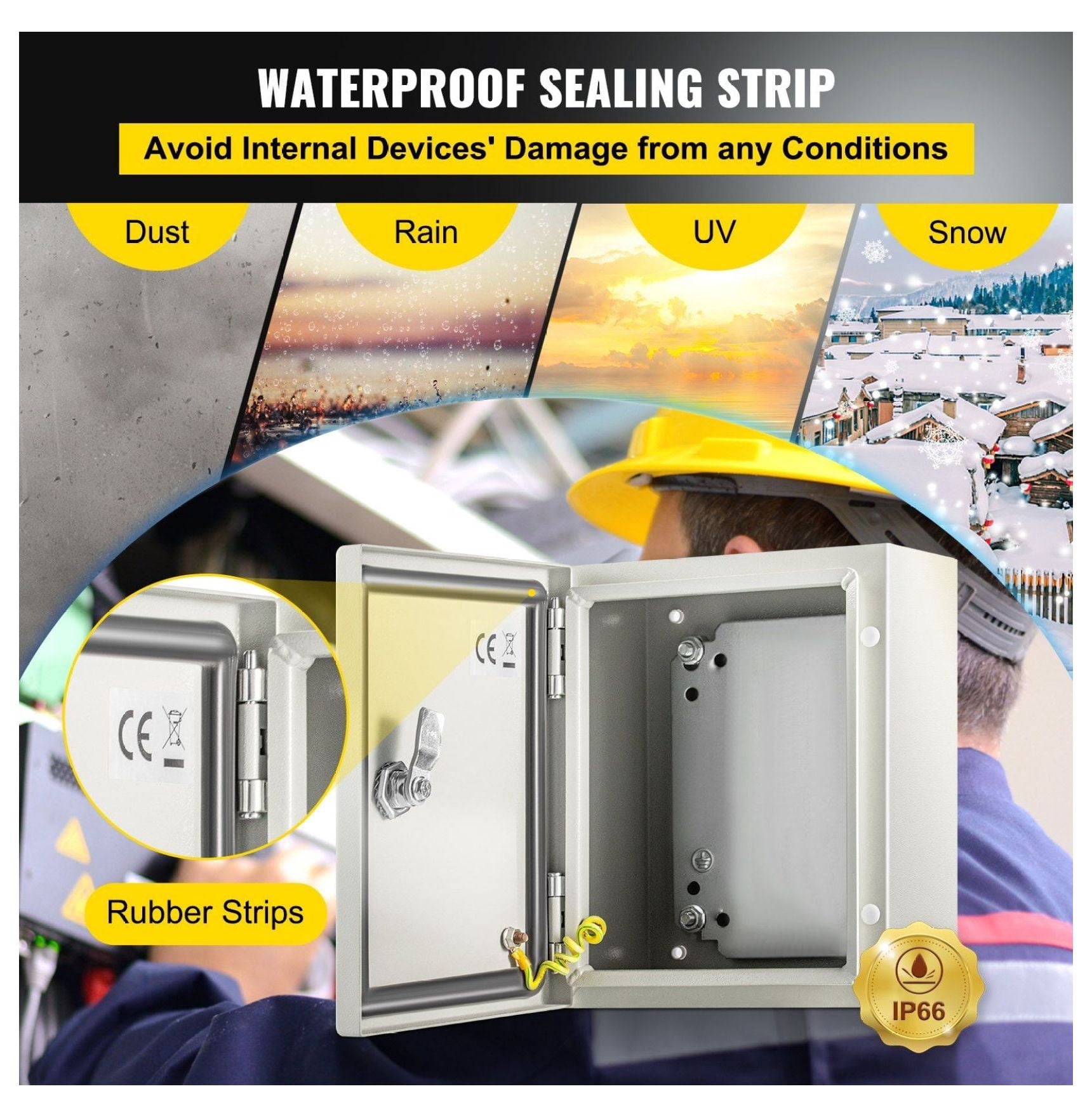 NEMA 4X Steel Enclosure 10x8x6'', IP66 Waterproof Electrical Box, Outdoor Indoor Junction Box with Mounting Plate, Industrial Electrical Enclosures