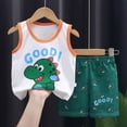 thumbnail image 2 of Ymyiu Boys Pajamas Shorts Boys Pajamas Big Boys Pjs Set Summer Short Sleeve Kids Pajama Lounge Sleepwear 9-18 Months (Dark Green,9-18 Months), 2 of 4