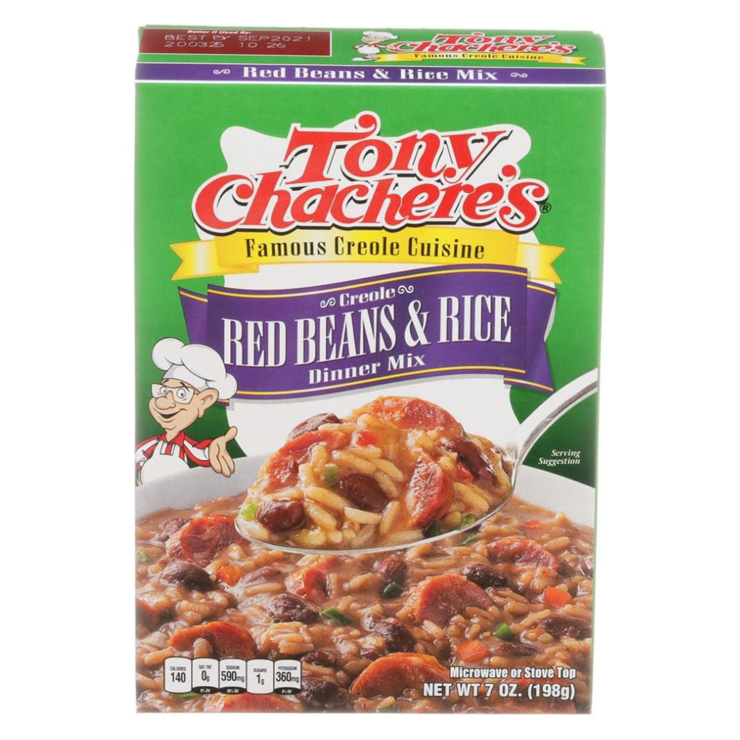 Tony Chachere’s, Rice, Dinner Mix, Cajun, Red Beans and Rice, 7 oz, Shelf-Stable