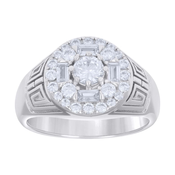 925 Sterling Silver Mens Baguette Round Cubic-Zirconia Fashion Ring Size 8