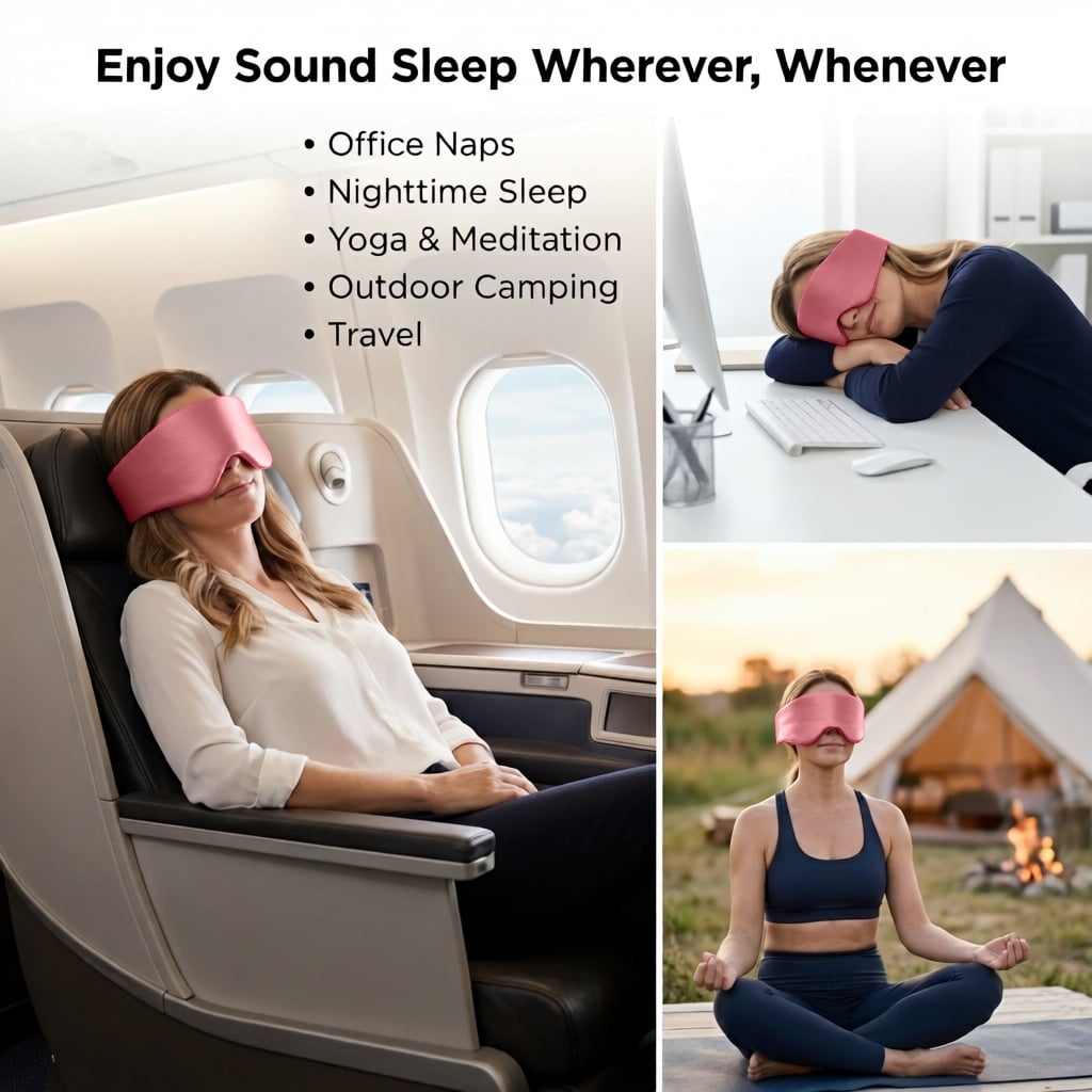 FACEMOON Silk Sleep Mask, Super Soft Eye Cover, Light Blackout