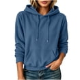 thumbnail image 2 of TARIENDY Fall Sweatshirt Women Solid Corduroy Pullover Hoodies Long Sleeve Drawstring Knit Hooded Sweatshirts with Pocket Navy XXL, 2 of 5