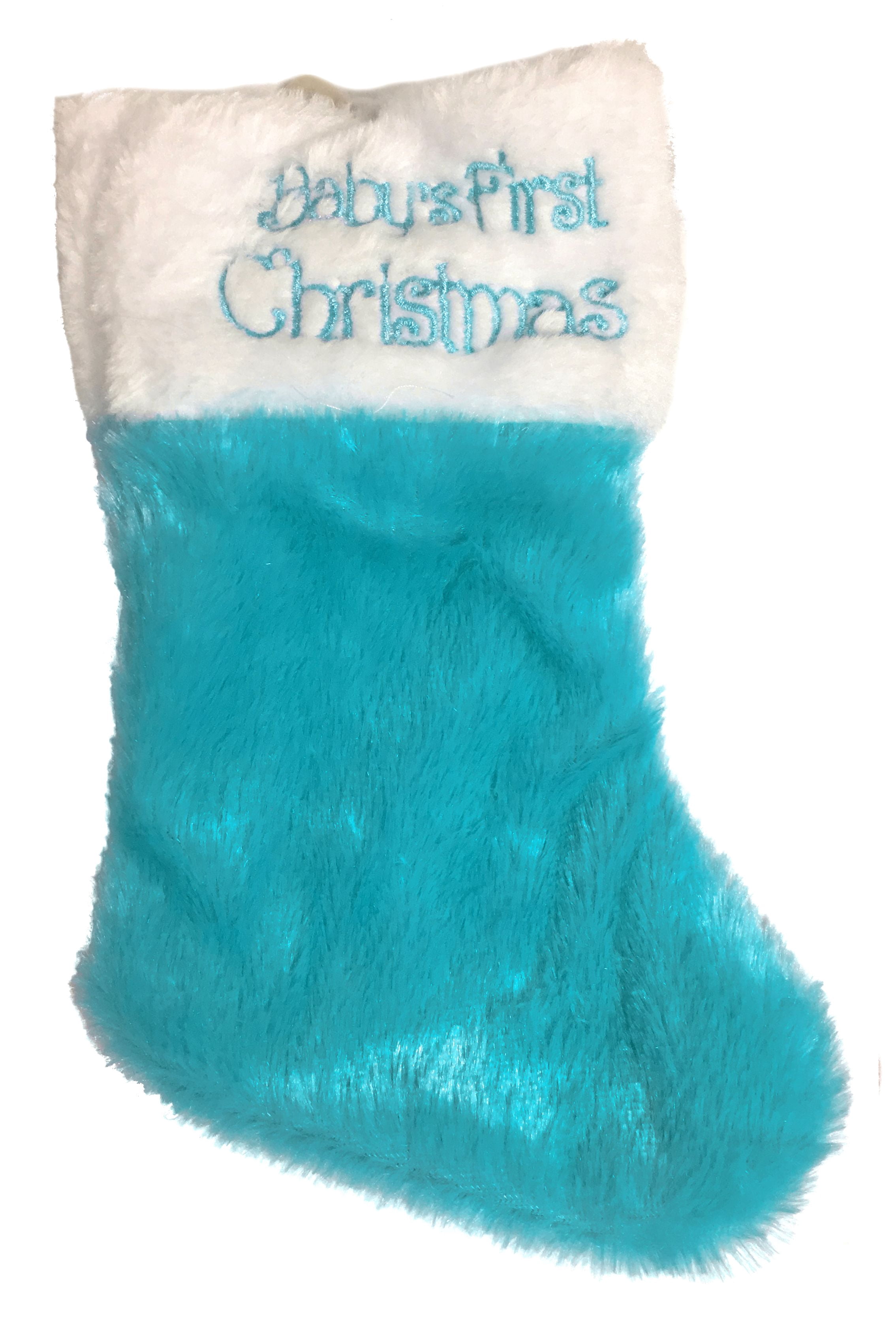 Blue Baby's First Christmas Plush Stocking Decoration 12 Inch Tall Boy New