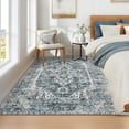 thumbnail image 5 of Garvee 9'x12' Vintage Medallion Area Rugs, Washable Oriental Rug Non-Slip Accent Rug Indoor Floral Print Carpets for Dining Room Living Room Office, Blue, 5 of 9