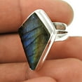 thumbnail image 2 of Natural Labradorite Coffin Ring, Solid 925 Sterling Silver, Wedding Ring, Blue Fire Ring, Engagement Ring For Couples, Girlfriend Boyfriend Birthday Gifts For Mom Dad, June Birthstone Size 7, 2 of 3