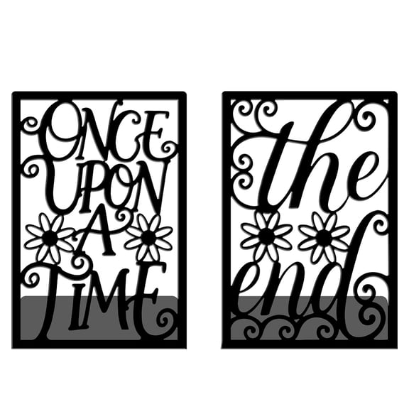 1 Pair Once Upon A Time Metal Decorative Bookend for Shelves Heavy Duty Book Ends Modern Non-Skid Books Holder Stand Black BookDIY