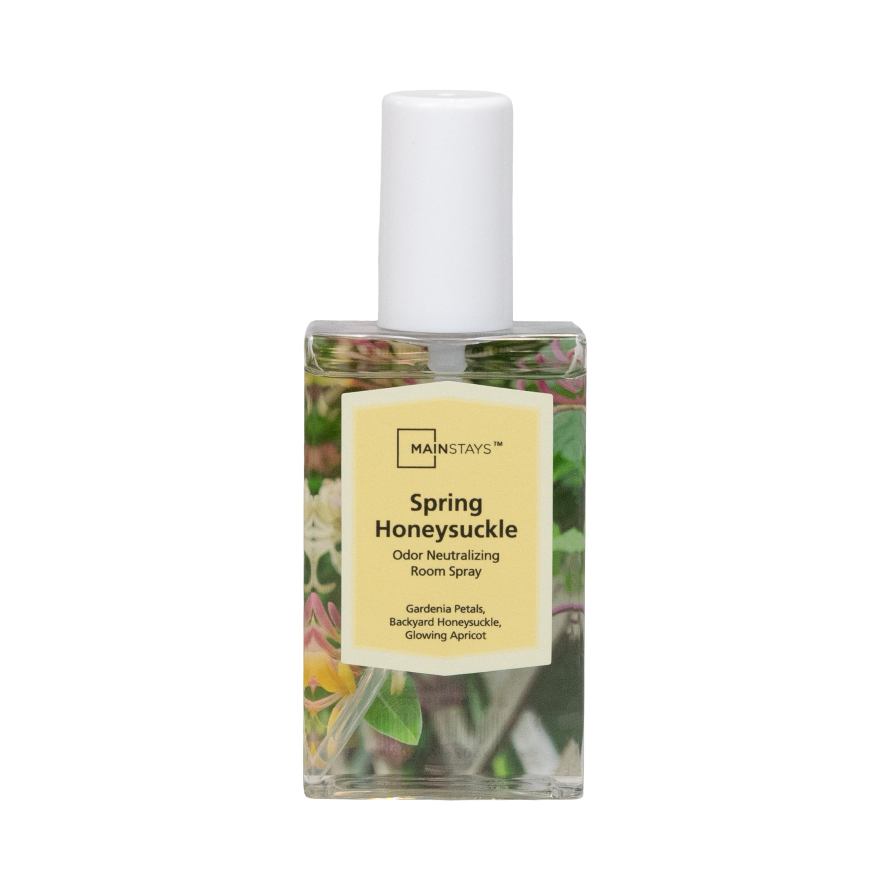 Mainstays Spring Honeysuckle Scented Room & Linen Spray 3.4 fl oz (100mL).