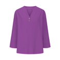 thumbnail image 4 of Purple Women Shirts, Women'S Fashion Casual V Neck Button Up Short Sleeved Blouse,Women Shirts M, 4 of 6