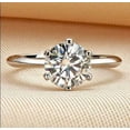 thumbnail image 4 of 4 cts Certified D Colorless Moissanite, Knife Edge Design, Rhodium Plated Sterling Silver 6 Prong Solitaire Engagement Ring, Wedding Ring, 4 of 6