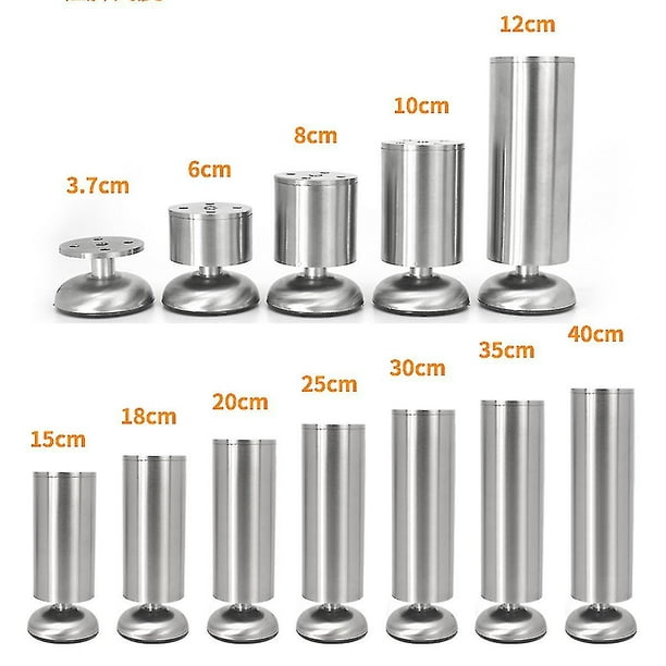 Patas de acero inoxidable para muebles, patas ajustables para sofá, patas para gabinetes, mesas, barras de repuesto resistentes, soporte para encimeras