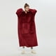 thumbnail image 4 of Suéter holgado alargado con forro polar cálido y grueso de doble capa rojo para mujer, jersey con capucha, manta ponible, 4 of 6