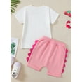thumbnail image 4 of Suealasg Toddler Baby Girl Boy Birthday Outfit Short Sleeve Dinosaur Print T-Shirt Elastic Waist Shorts 1T 2T 3T 4T Kids Summer Clothes Set, 4 of 7