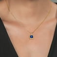 thumbnail image 3 of Gem Stone King 2.67 Ct Cushion Blue Created Sapphire 18K Yellow Gold Plated Silver Pendant, 3 of 4