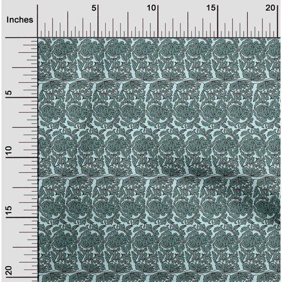 oneOone Cotton Poplin Fabric Leaves & Floral Block Print Fabric By Yard 56 Inch Wide