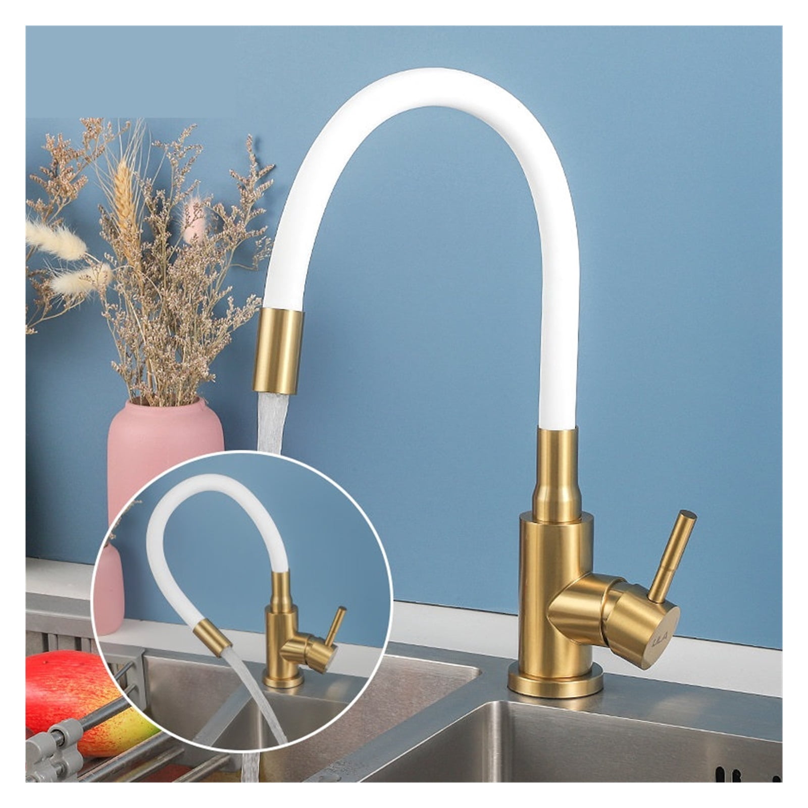 Stainless Steel Kitchen Faucet, Kitchen Sink Faucet Hot Cold Water Sink Mixer Tap, Colorful Hose Tap Crane ,Built To Last