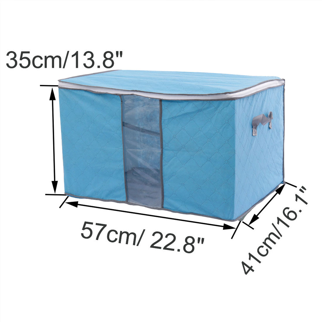 Unique Bargains Household Quilt Clothes Blanket Pillow Dustproof Storage Bag Container Blue