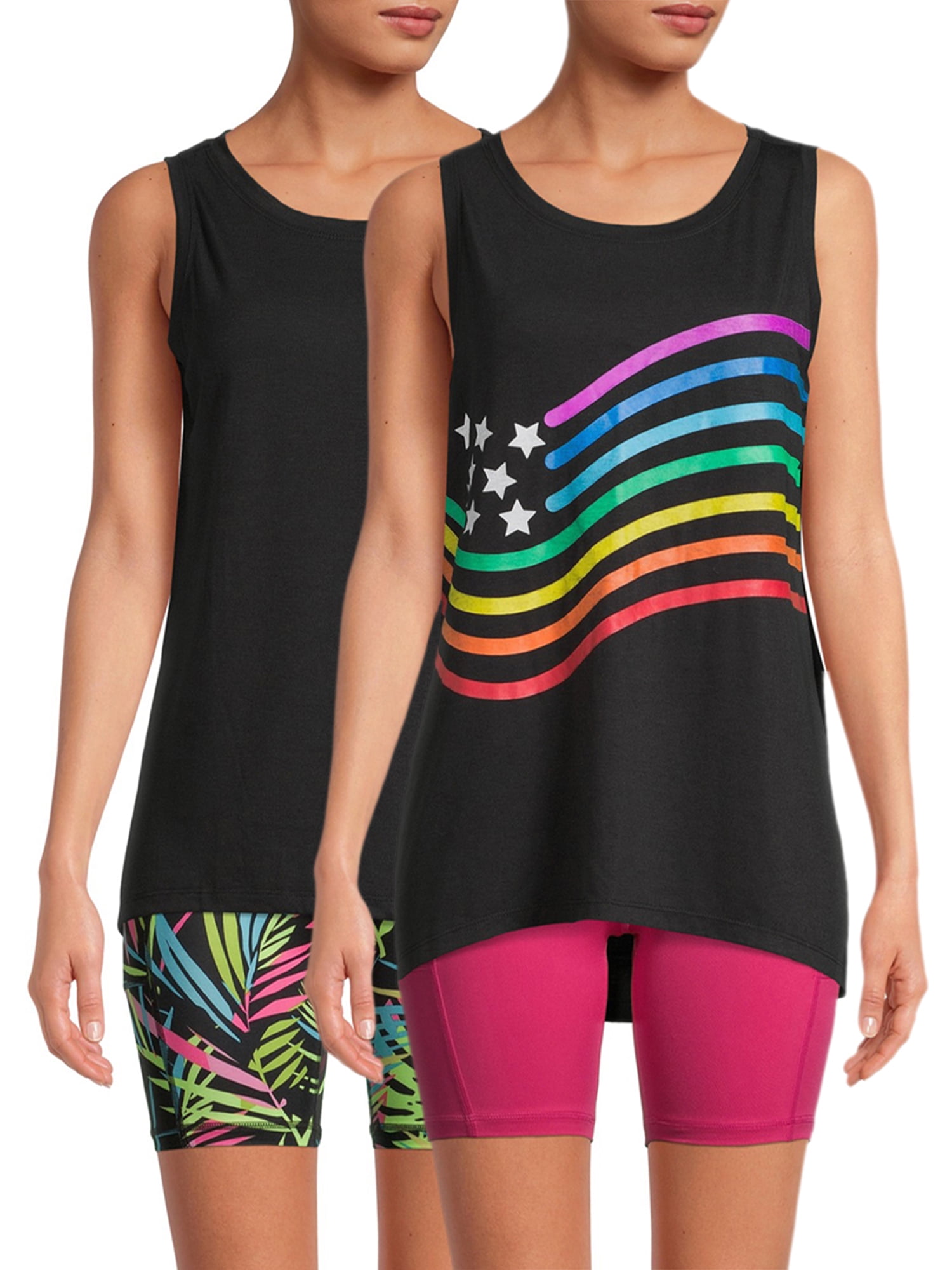 Athletic Works Women's Sleeveless Graphic Tank Top, 2Pack