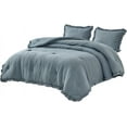 thumbnail image 5 of Chezmoi Collection Nora 3-Piece Dusty Blue Ruffled Edge Trim Microfiber Comforter Set, King Size, 5 of 8