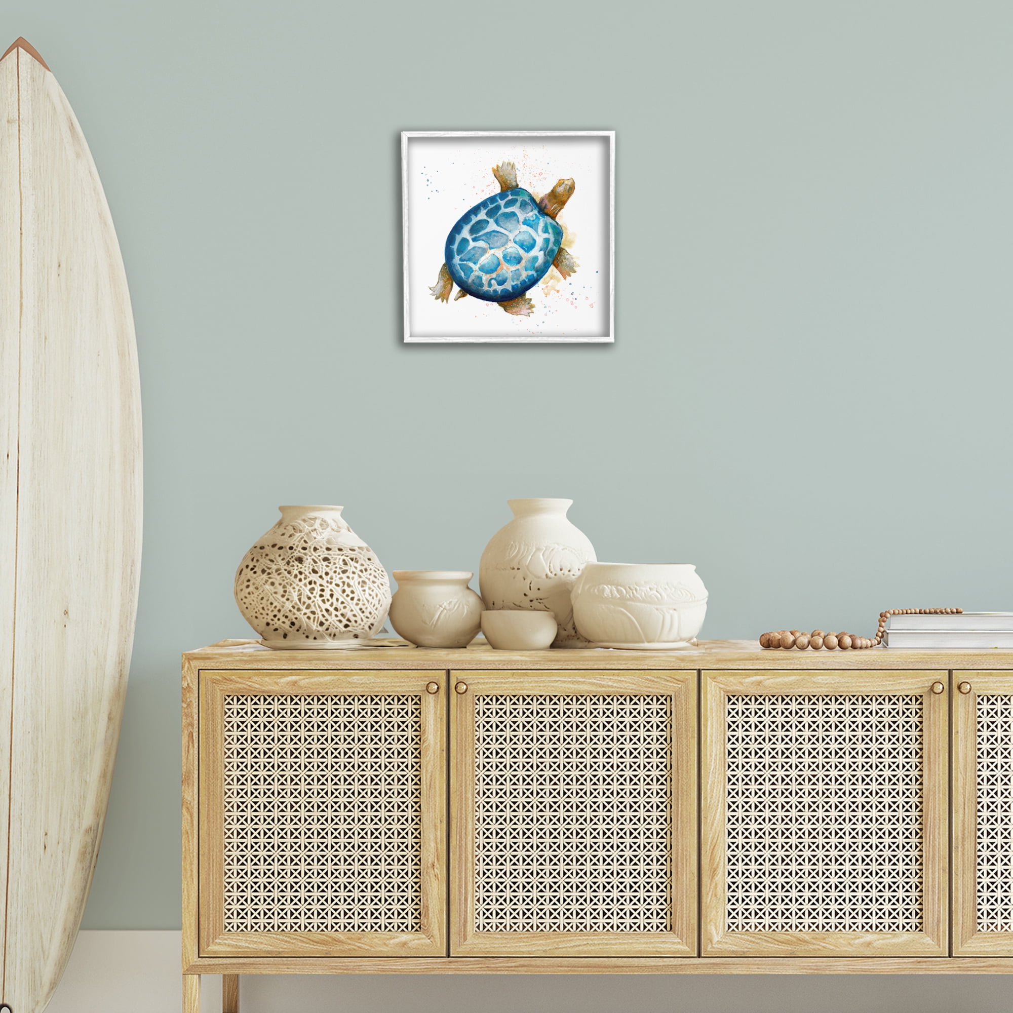 Stupell Industries Modern Speckled Turtle Animals & Insects Painting White Framed Art Print Wall Art, 17 x 17
