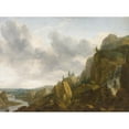 thumbnail image 2 of Allaert van Everdingen 14x11 Gold Ornate Wood Frame and Double Matted Museum Art Print Titled - Northern Mountain Landscape with Waterfall (1647), 2 of 4