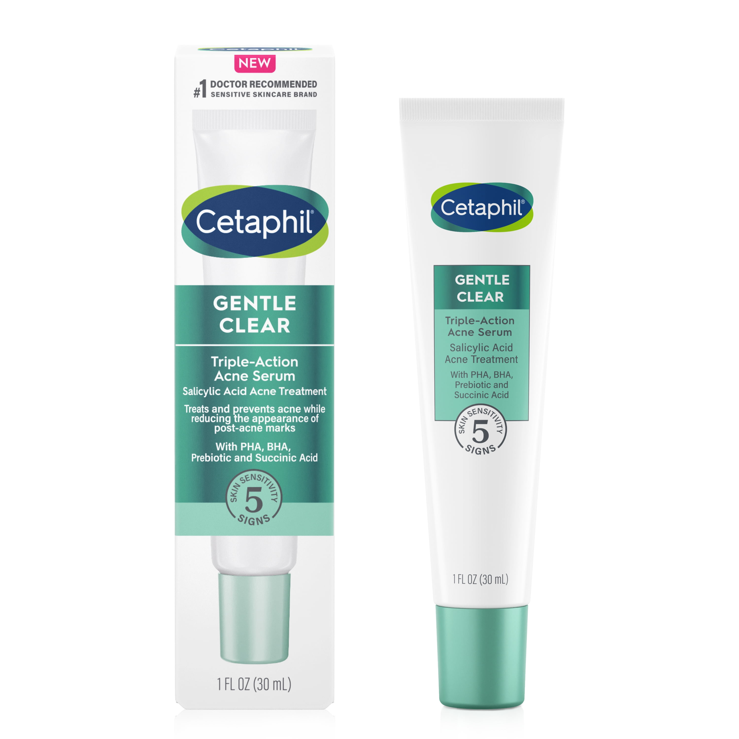 CETAPHIL GENTLE CLEAR Triple-Action Acne Treatment for Sensitive, Breakout Prone Skin, 1oz -