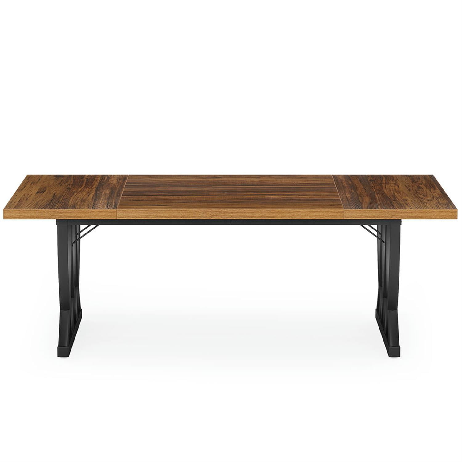 Demi Bonn 70" Modern Square Dining Table for 6-8 People, Wood Farmhouse Kitchen Dinner Table for Dining Room, Living Room Furniture, Black