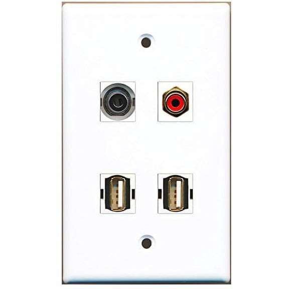 RiteAV - 1 Port RCA Red 2 Port USB A-A 1 Port 3.5mm Wall Plate