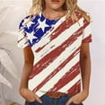 thumbnail image 2 of Wycnly Womens Shirts Loose Independence Day Patriotic Tops for 4th of July Summer Short Sleeve Crewneck Ladies USA Flag Print Tops and Blouses Red l, 2 of 4