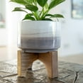 thumbnail image 5 of Flora Bunda EM1911E-GY 7' Grey OMBRE W SPECKS Ceramic Pot on Wood Stand, 5 of 5