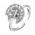 thumbnail image 1 of Geometric Figure Rotating Rings Micro Rotating Anxiety Stress Rings Adjustable Zircon Open Rings for Women and Kids, 1 of 4