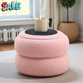 thumbnail image 2 of Tcbosik Macaron Shaped Storage Ottoman, Teddy Velvet Footstool with Hidden Compartment, 300lbs Capacity for Living Space and Homer Decor, Pink, 2 of 7