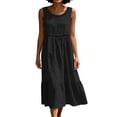thumbnail image 2 of VBVC Women's Sleeveless Eyelet Tiered Midi Dress , Ladies' Crew Neck Ruffle Dress , Summer Casual Beach Vacation Dresses For Women,Black,S-2XL, 2 of 7