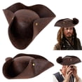 thumbnail image 2 of Sombrero de pirata de Halloween para niños y adultos, gorra de capitán Jack de cuero desgastado marrón para fiesta de disfraces, accesorios de Cosplay, 1 unidad, 2 of 4