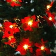 thumbnail image 3 of Poinsettia-decoraciones de flores navideñas, guirnalda de luces, adornos navideños de Año Nuevo, decoración interior y exterior para el hogar, 3 of 7