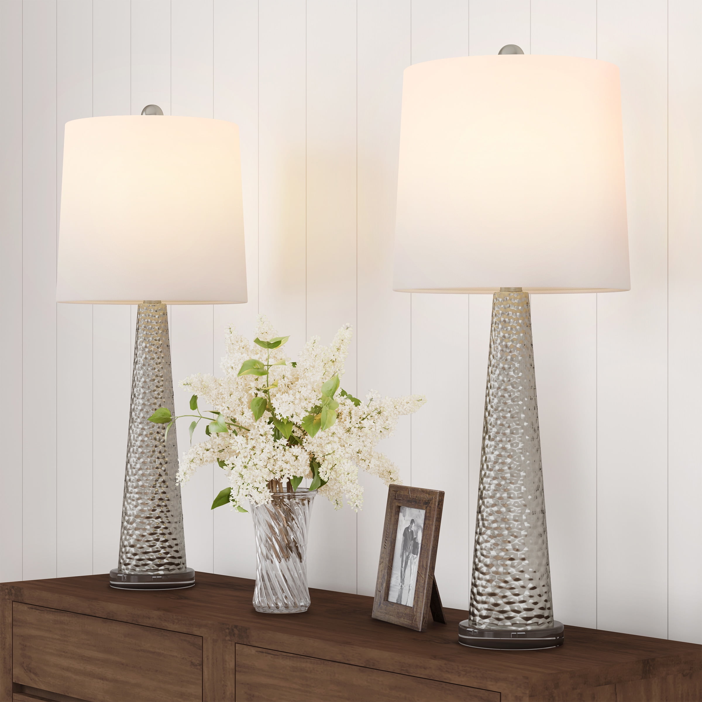 Table Lamps Set Of 2 Contemporary, Contemporary Glass Table Lamps Silver