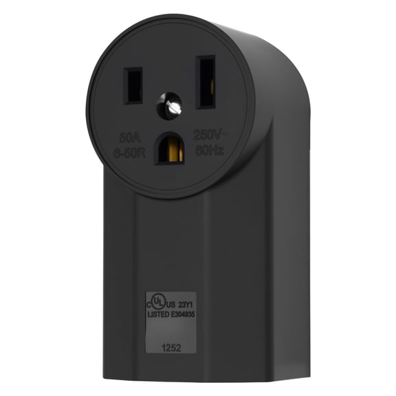 KYascend NEMA 6-50R Receptacle 2-Pole 3-Wire 250V 50A Surface Mount Heavy Duty UL Listed Black Outlet for EV Charger Welding Machine Stove Dryer