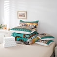 thumbnail image 6 of jejeloiu Boho Bohemain Print Bedding Comforter Set 7pcs,Western Cowboys Horse Queen Bedding Sets,Cyan White Brown Queen Sheet Sets For Boys Kids,Lightweight Bedroom Decorative Reversible, 6 of 8