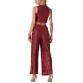 thumbnail image 3 of INSPIRE CHIC Sequin Sets for Women's Sparkle Tank Top Wide Legs Pants Cocktail Two Piece Outfit S Burgundy, 3 of 6