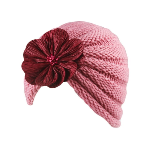 Childrens Woolen Warm Hat Autumn and Winter Match Flower Knitted Hat